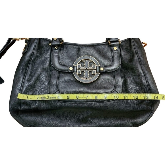 TORY BURCH AMANDA COGNAC PEBBLED LEATHER CROSSBODY HOBO TOTE BAG PURSE - Picture 12 of 16